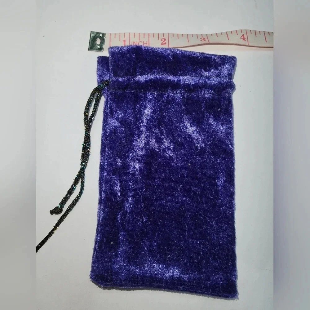 Purple velour handmade drawstring pouch